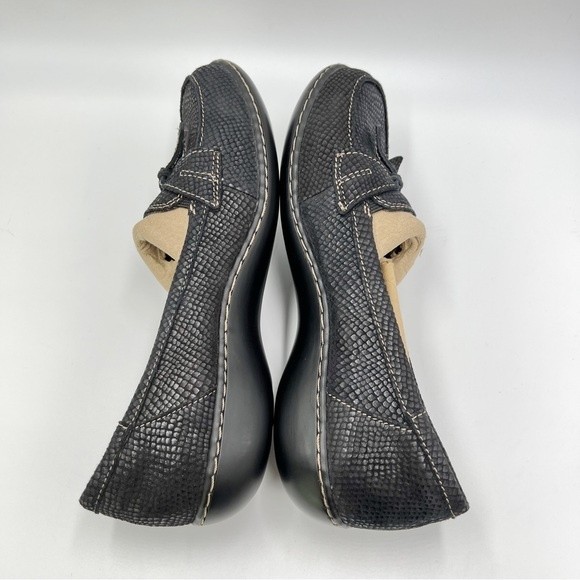 Clarks Women Size 9 Ashland Bubble‎ Snakeskin Print Black Comfort Loafers Shoes - Picture 8 of 12